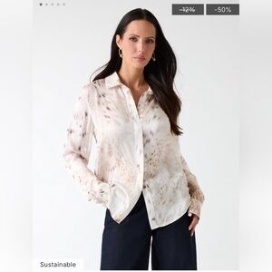 Marciano Cream Patterned Blouse - Size XL